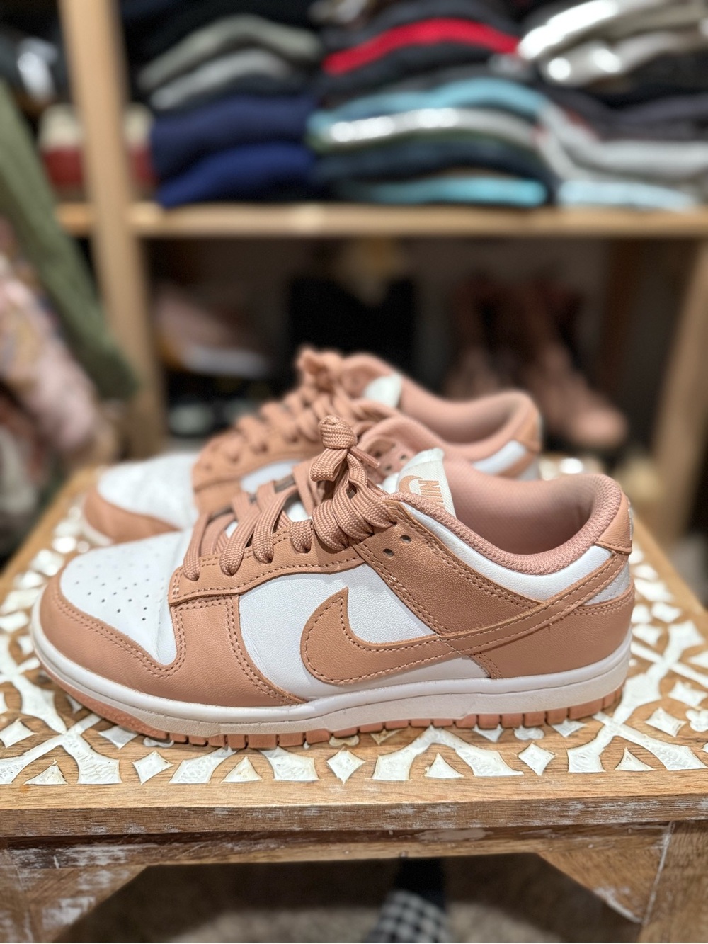 Nike Women’s Low-Top Sneakers in White & Light Brown